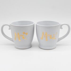 Mr and Mrs Mug Gold Accent Wedding Gift Husband and Wife Coffee Mug Tea Mug